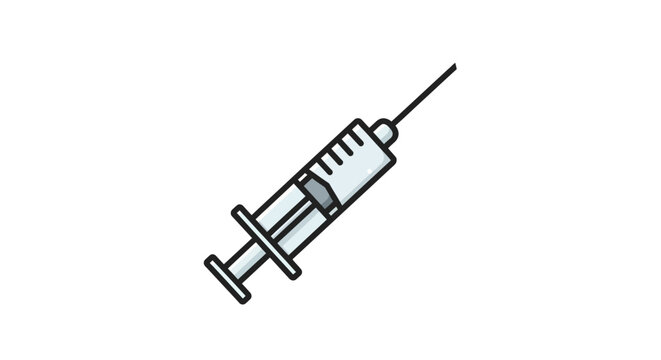 Illustration of a Medical Syringe Representing Vaccination and Healthcare, Isolated