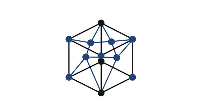Abstract geometric structure with nodes and lines, representing a complex network pattern