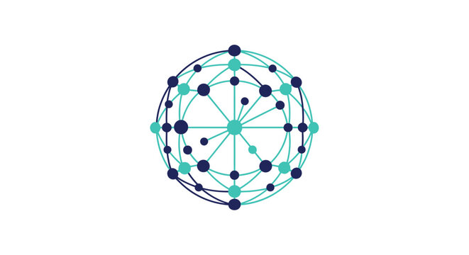 Abstract illustration of a connected network sphere with a global interconnected design