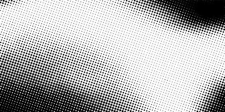 Abstract Black and White Diagonal Halftone Dot Pattern Background. Vector Illustration