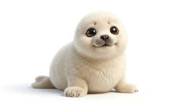 Cute baby harp seal pup illustration with illustration wildlife isolated