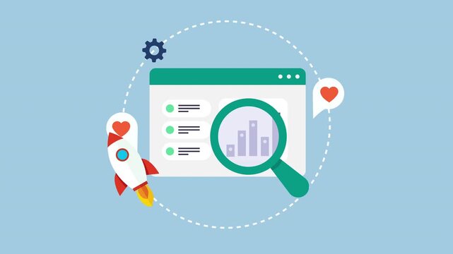 SEO tool checking website, improving website ranking, SEO performance 2d animation with alpha matte