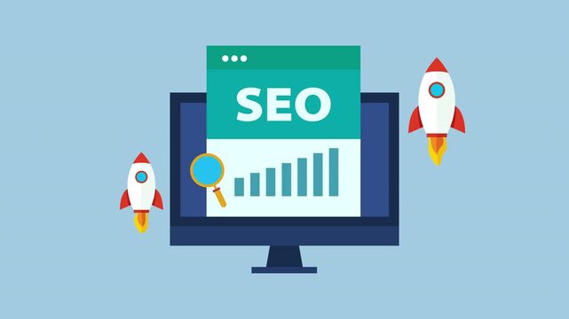 Website ranking increase, SEO ranking optimization, SEO strategy 2d animation with alpha matte