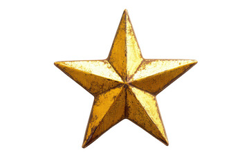 Obraz premium Gold Three Dimensional Five Point Star Isolated On Black Background golden metallic