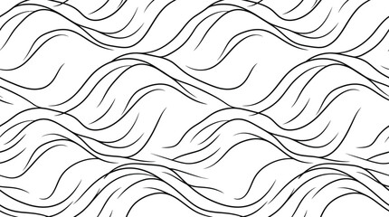 Fototapeta premium Abstract flowing black line wave pattern on white background.