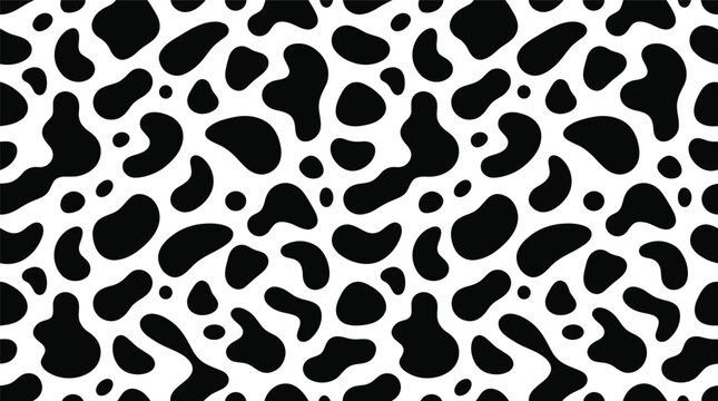 Black and white irregular cowhide pattern background for design and decor.