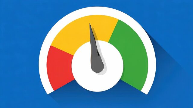 Seamless loop risk gauge animation, overextension assessment financial indicator concept.