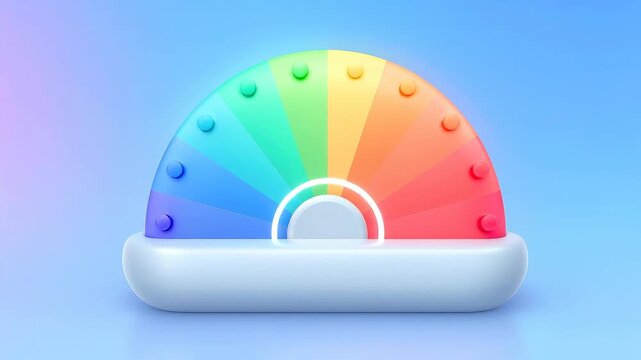 Seamless loop workplace inclusion index gauge, colorful diversity balance corporate metric visualization.
