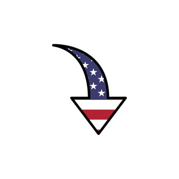 USA flag_Curved Arrow Icon for Navigation Redirection and User Interface Actions