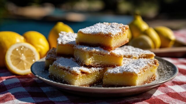 Lemon bars with powdered sugar