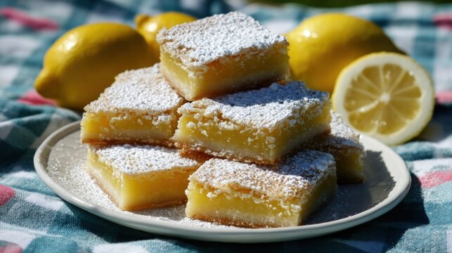 Lemon bars with powdered sugar