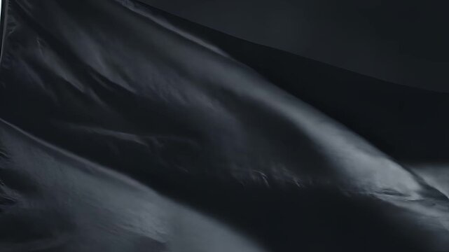 Abstract Dark Fabric Waves Flowing Motion Background.