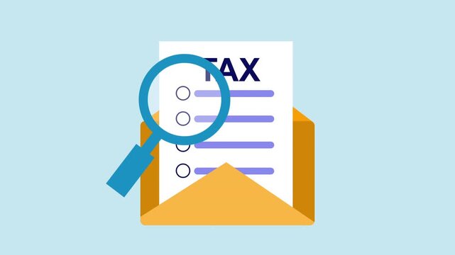 Tax Document Audit with Flat Design Icons 2d Animation with Alpha Matte