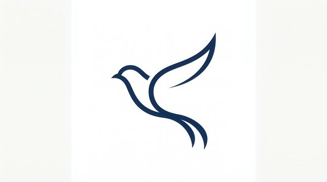 Elegant minimalist blue line art illustration of a graceful bird in flight, symbolizing freedom, peace, and natural beauty. A clean vector design perfect for logos and branding