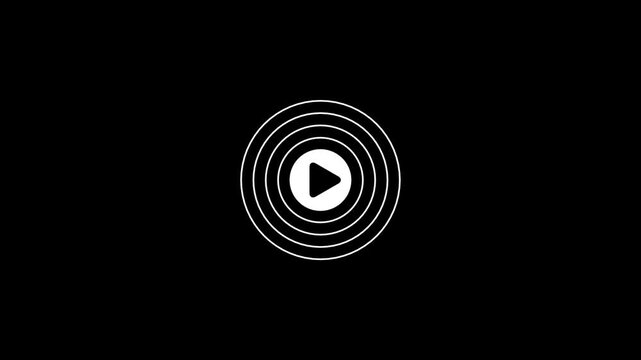Minimalist white play button on black background modern digital interface