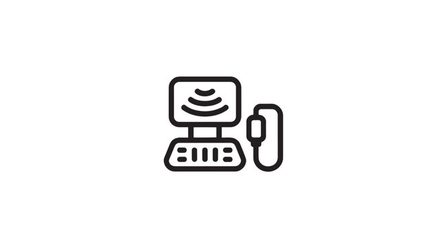 Medical ultrasound machine icon, diagnostic sonography equipment vector, hospital imaging technology symbol for healthcare apps and web design