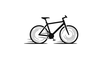 Fototapeta premium A sleek black silhouette of a modern bicycle in motion, with stylized lines indicating speed and movement against a white background.