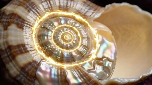 Glow Spiral Seashell Macro - Abstract Nature and Life Symbolism