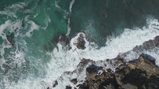 Aerial Seascape with Waves and Cliff Formation