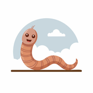 Cute cartoon earthworm illustration