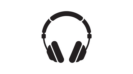 Fototapeta premium Minimalist black headphones icon vector, modern audio headset silhouette, professional studio earphone symbol for music and podcasting apps