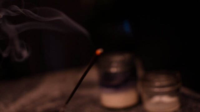 Incense burning indoors.