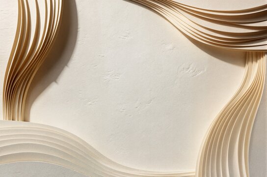 Abstract organic paper sculpture background with flowing layered curves in neutral tones ideal for elegant design and artistic branding