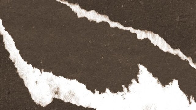Torn dark brown paper edges revealing white texture underneath creating a dynamic motion transition effect for creative video editing projects