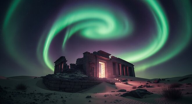 Ruins and Aurora Borealis. (2)