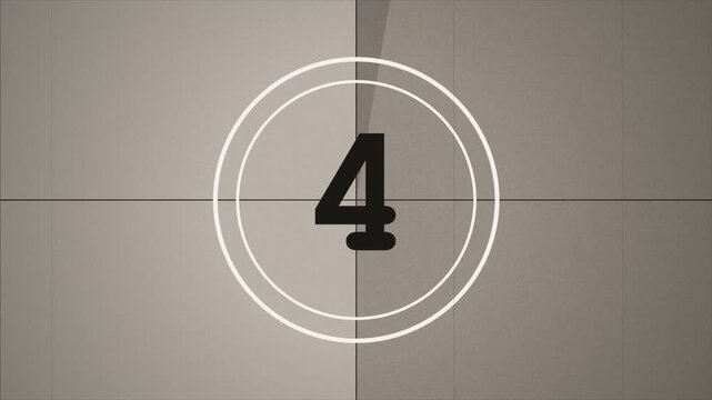 Old Film Countdown Leader with Scratches and Grain, Retro Cinema Movie Timer, Nostalgic Defocused Aesthetic, 16-bit Depth 4K Animation, Classic Reel Intro 4k video