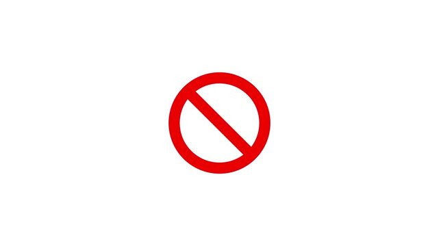 Abstract a beautiful new red sign stop, error, wrong, fail, cross, warning icon animation on white background.