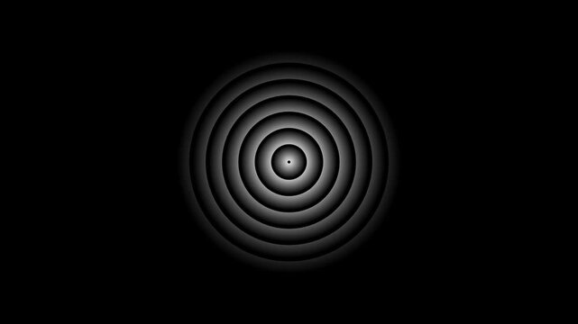 A beautiful new white converging circles on a black background.Abstract radio wave animation is isolated alpha channel.