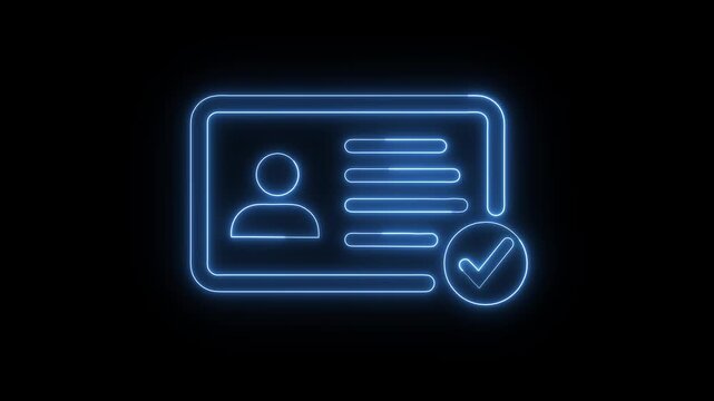 A beautiful glowing neon Identity card.Abstract id card,card,Identification animation.