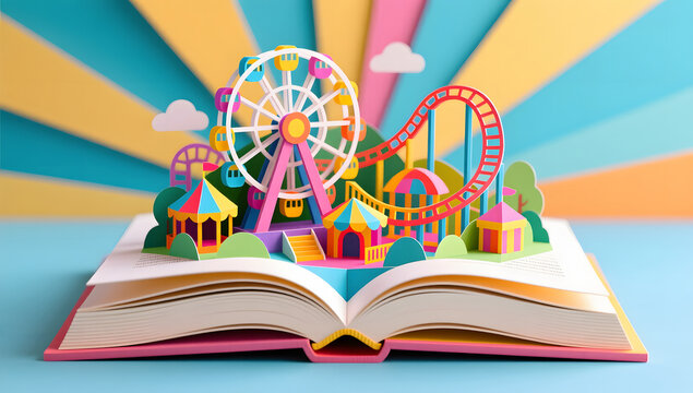Pop-up book fairytale town scene for Children's Day