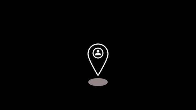 A beautiful location icon with a man icon loop location pointer GPS Map tracker animation on white background.GPS,location icon,locate icon animation.