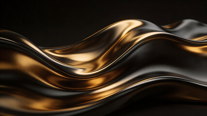 Obraz premium Golden liquid wave on dark background for immersive visual experiences and creative projects