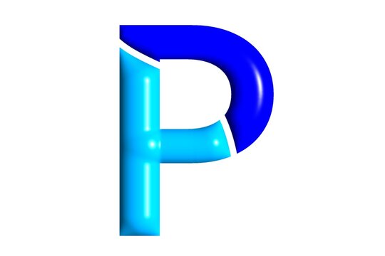 the letter "P" in dark blue and light blue on a white background.Creative alphabet letters design featuring stylish typography, colorful ABC characters, and modern educational elements perfect for lea