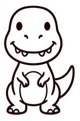 Fototapeta premium Dino Line Art Drawing of a Cute Cartoon Dinosaur