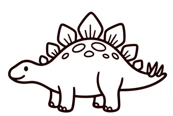 Dinosaur Stegosaurus Line Art Illustration for Kids © gengki