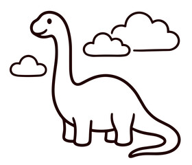 Dinosaur Outline Cartoon Character with Clouds Illustration © gengki