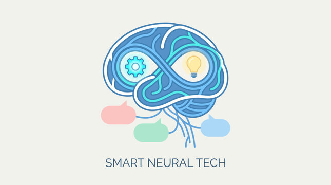 Smart neural technology logo design concept.