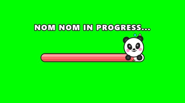 Cute Panda Loading Bar Animation on Green Screen.
