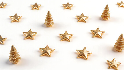 Obraz premium Gold star and tree ornaments on white symbolizing the limitless potential of digital design