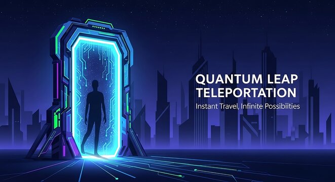 Quantum leap teleportation energy beam in dark lab.