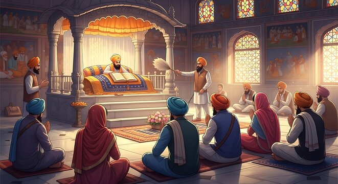 Sikhs Worship in Gurdwara.