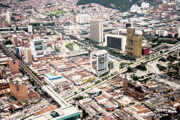 Fototapeta premium old vintage newspeper image print halftone cityscape od medellin