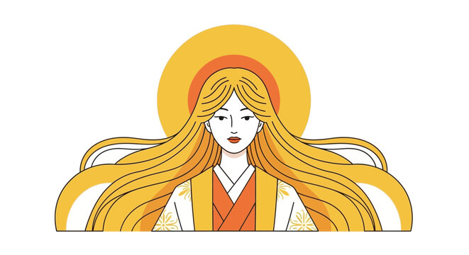 Japanese Sun Goddess Amaterasu Illustration