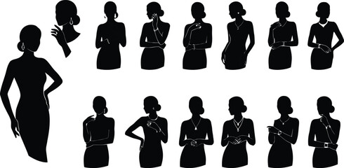 Silhouette women showing different body language poses © SULTAN