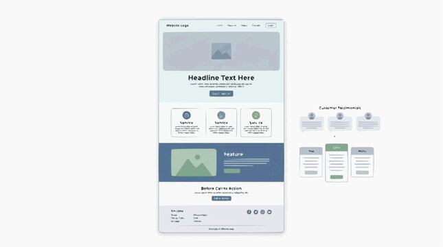 Web Design Mockup: A digital mockup showcasing a website design interface on a digital device, demonstrating layout and user interface elements for web development and digital media.
