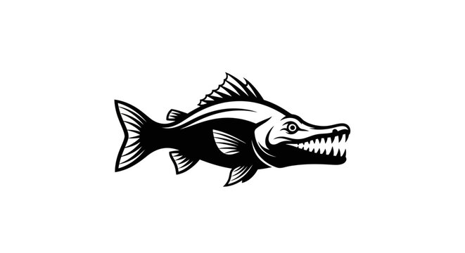 Fish with sharp teeth side view.